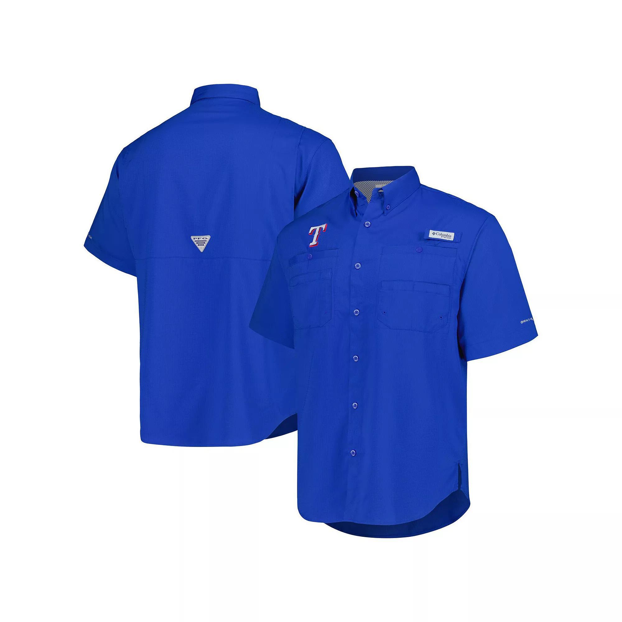 Men's Columbia Royal Texas Rangers Tamiami Omni-Shade Button-Down Shirt, Size: Medium, Blue Product Image