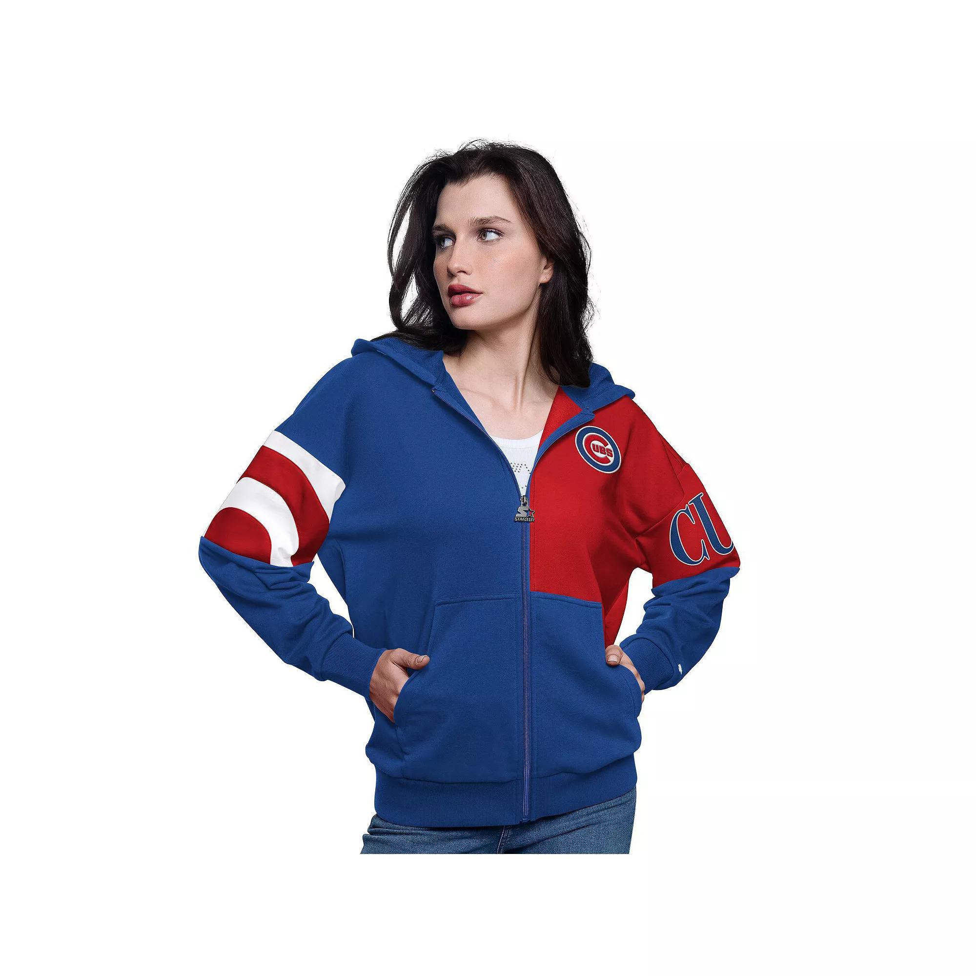 Women's Starter Navy/Red Boston Red Sox Curve Ball Full Zip Hoodie Sweatshirt, Size: XL, Blue Product Image
