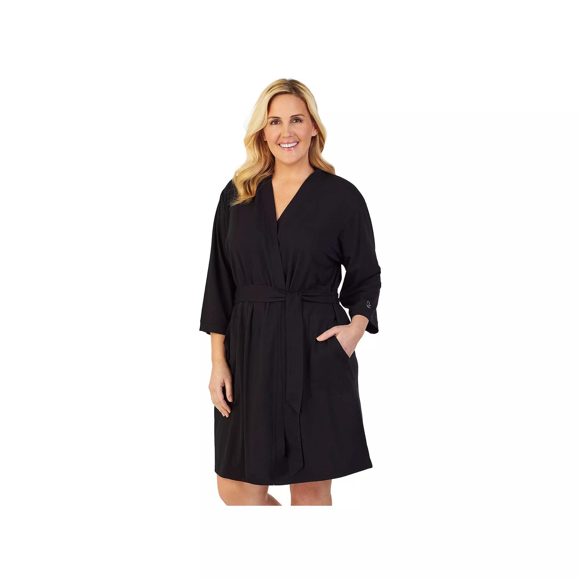 Plus Size Cuddl Duds® Essentials Wrap Robe, Women's, Size: 1XL, Black Product Image