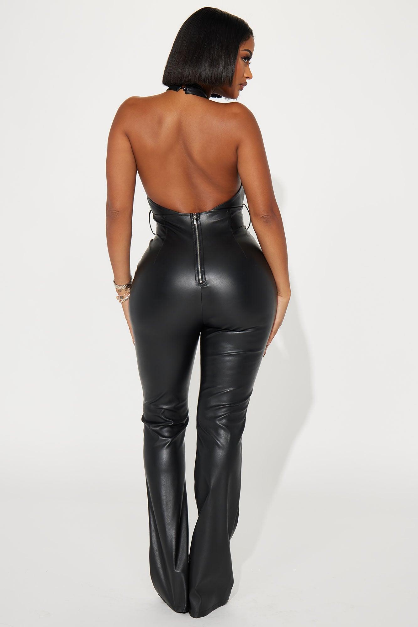 Wifey Faux Leather Jumpsuit - Black Product Image