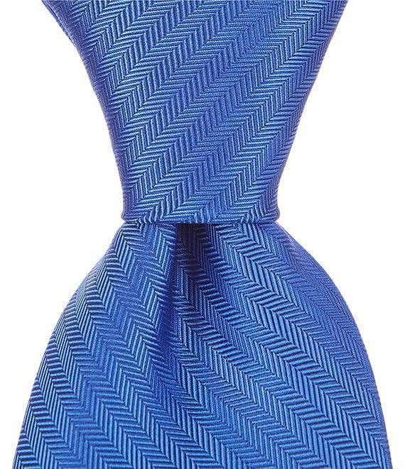 Roundtree & Yorke Big & Tall Herringbone Solid Traditional 3 3/8#double; Silk Tie Product Image