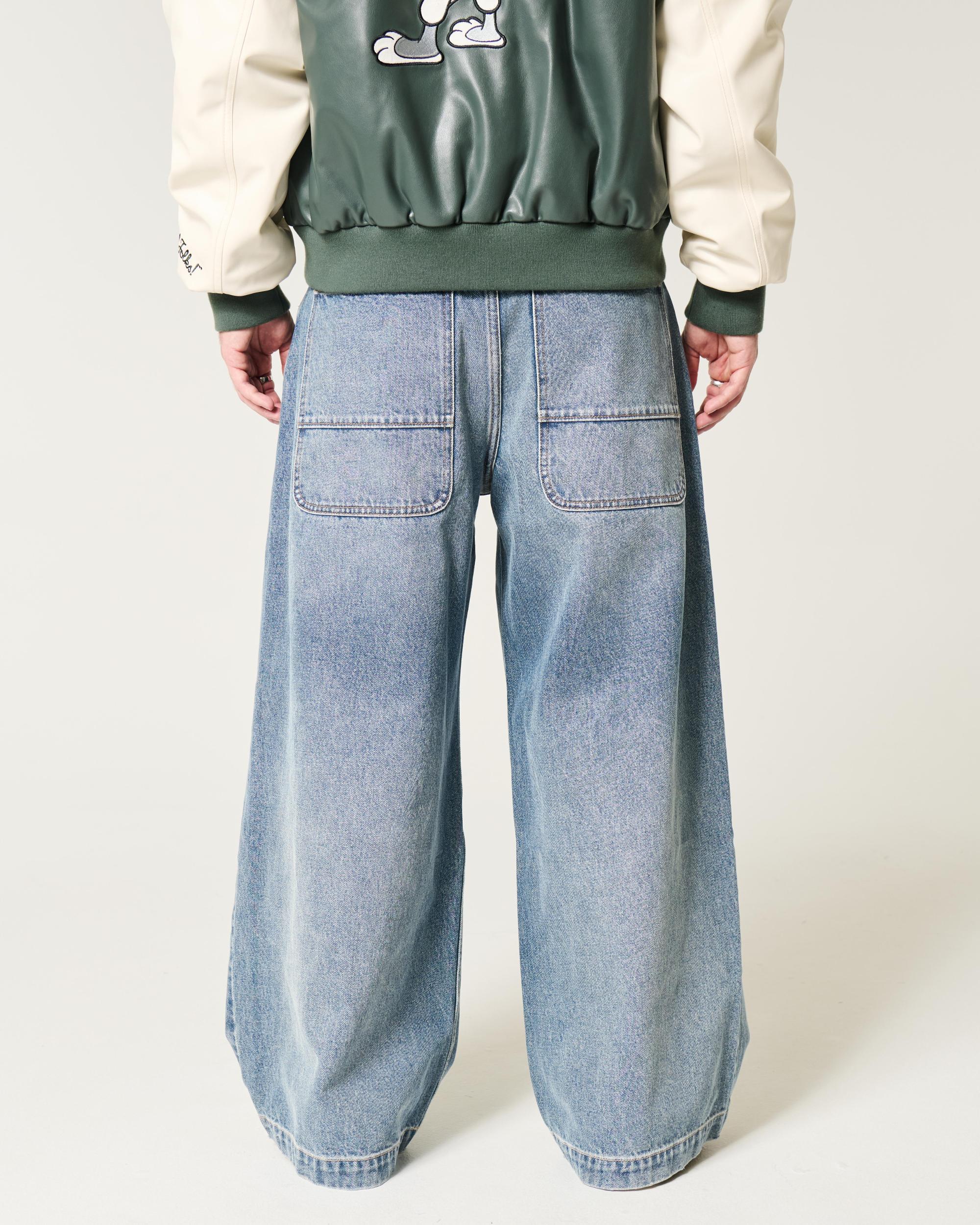 Ripped Light Wash Extreme Baggy Jeans Product Image