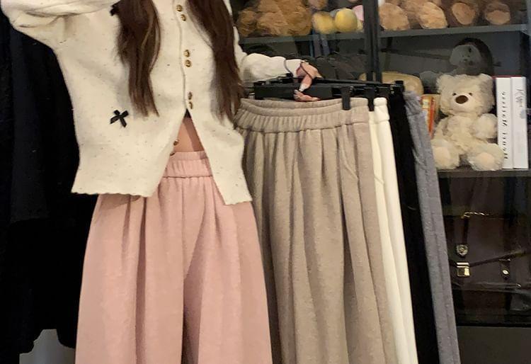 High Waist Plain Wide Leg Sweatpants Product Image