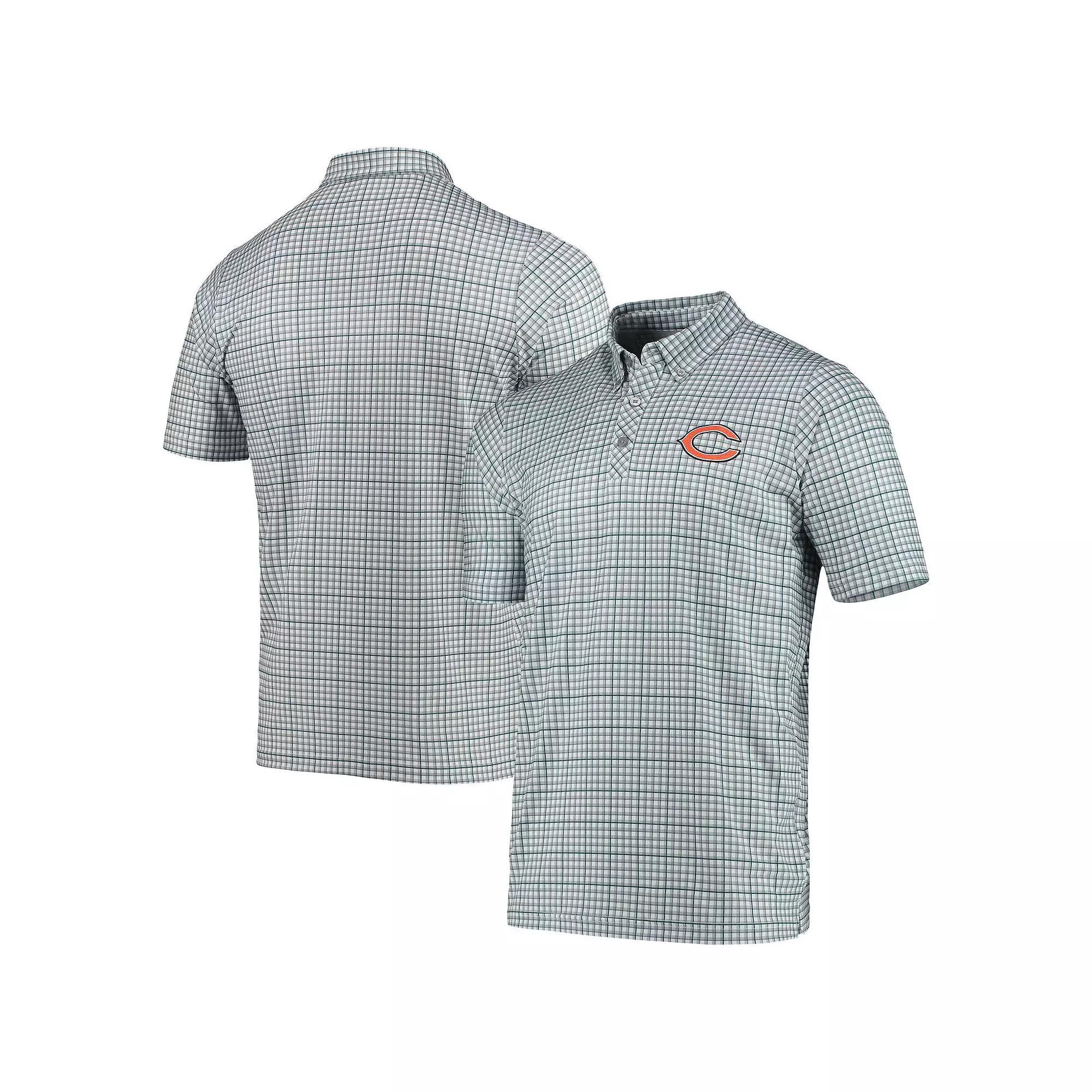 Men's Antigua Gray/Navy Chicago Bears Deliver Button-Down Polo, Size: Medium, White Product Image
