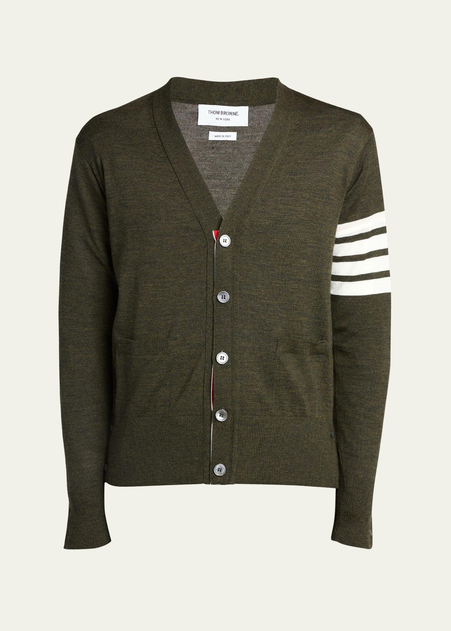 Mens 4-Bar Wool V-Neck Cardigan Product Image