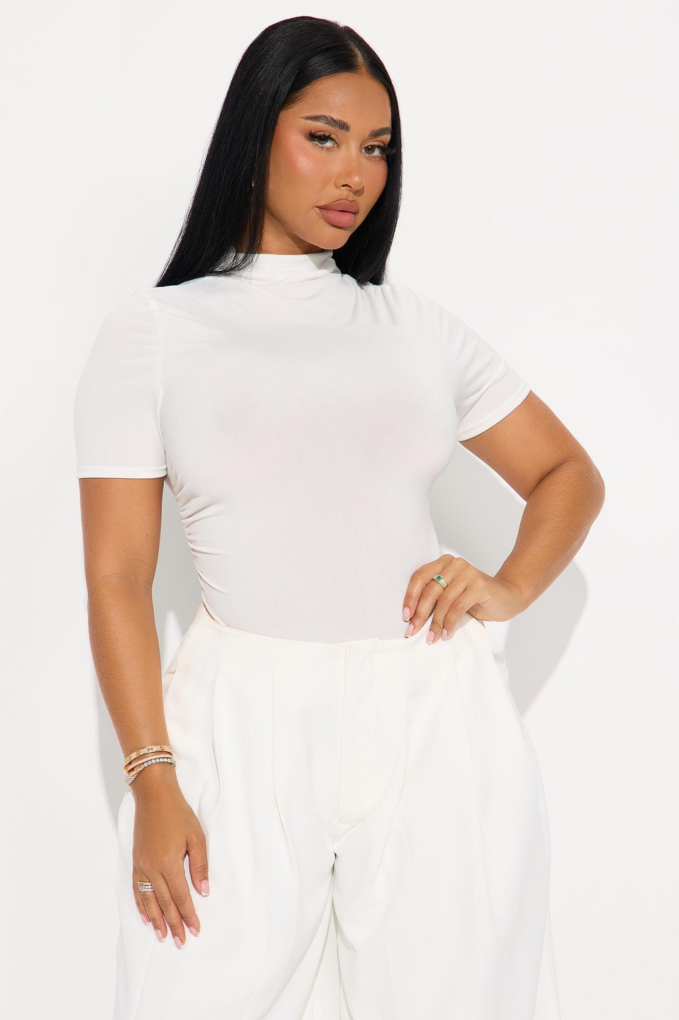 Summit Ruched Mock Neck Bodysuit - Ivory Product Image