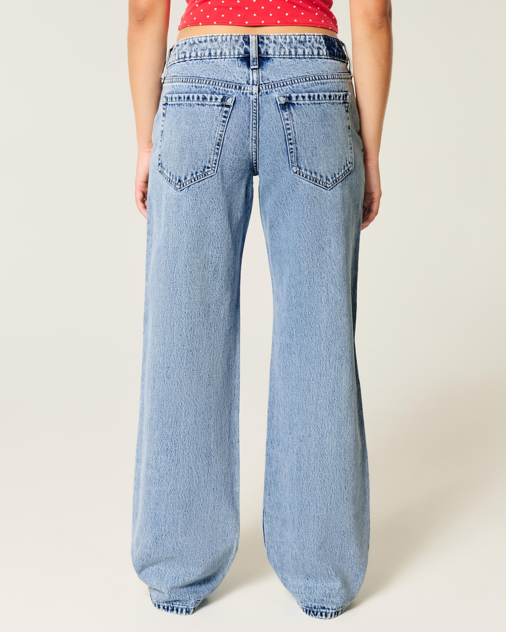 Curvy Low-Rise Ripped Medium Wash Baggy Jeans Product Image