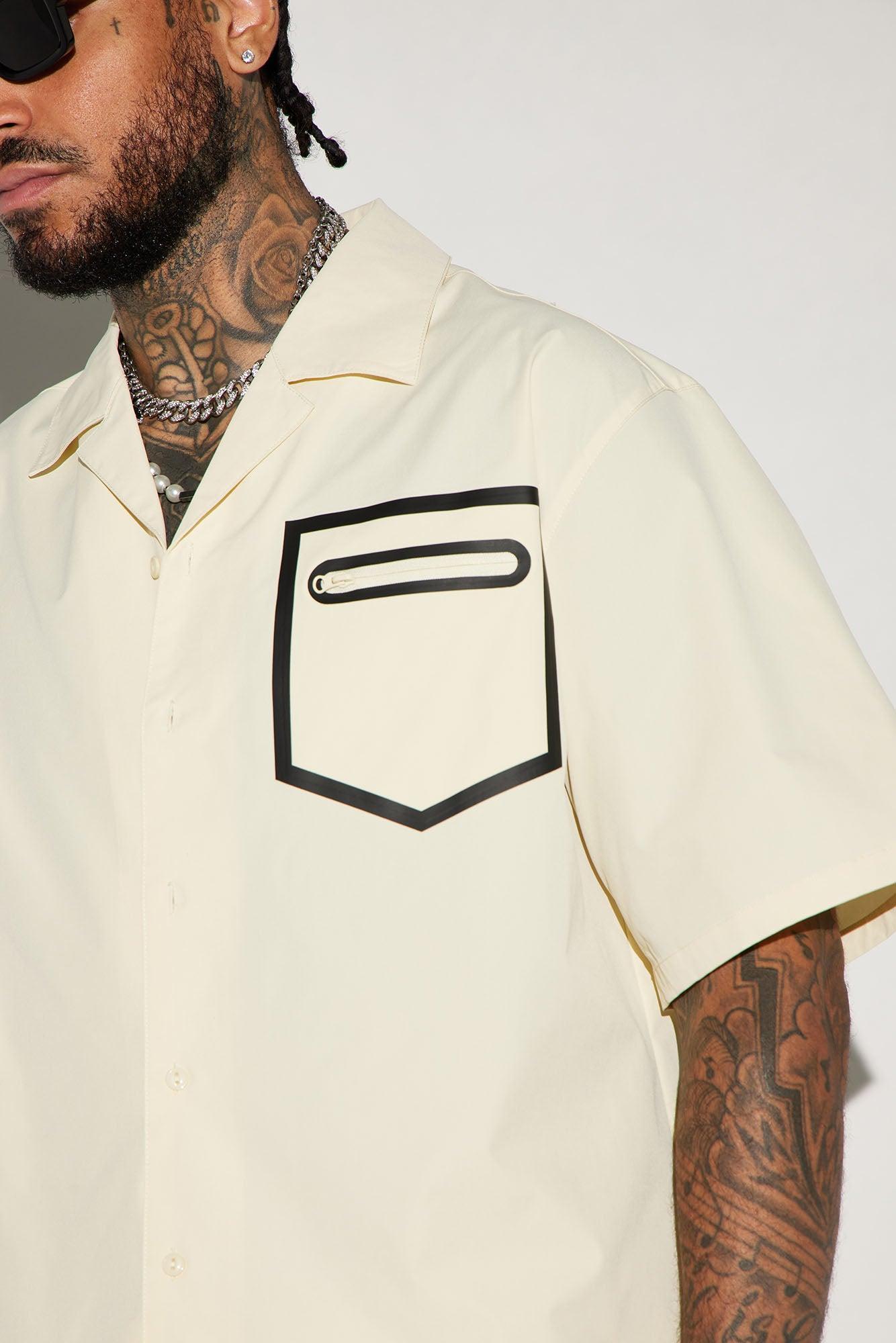 Catch A Body Cropped Button Up Shirt - Cream Product Image
