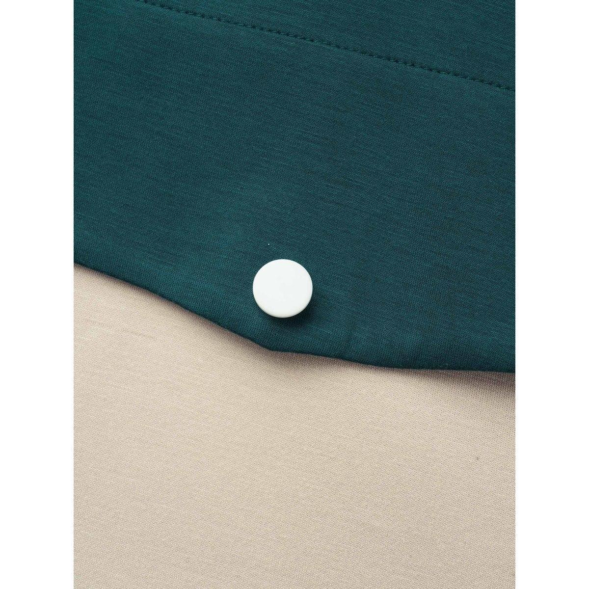 Plus Size Contrast Half Zip Hooded Sweatshirt Women Cyan Casual Contrast Hooded Everyday Sweatshirts BloomChic 14-16/1X Product Image