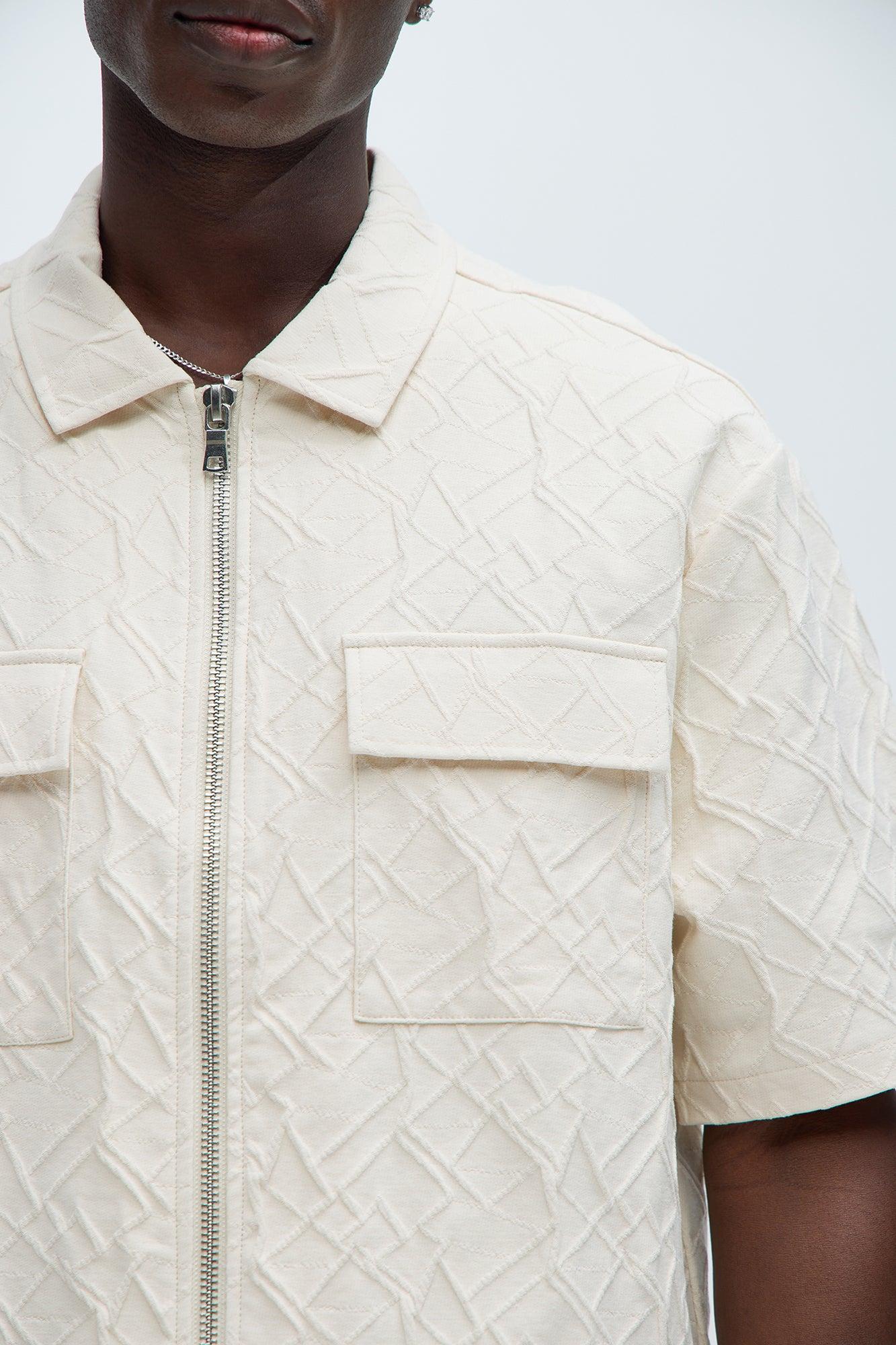 Gerrish Textured Boxy Shirt - Cream Product Image