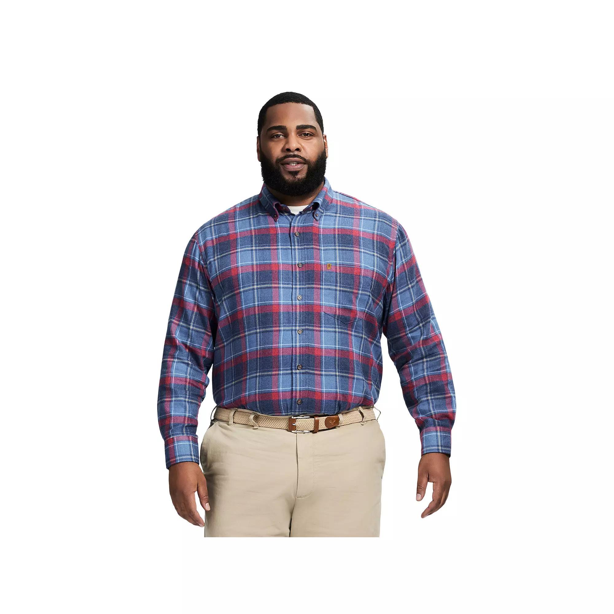 Big & Tall IZOD Stratton Flannel Long Sleeve Button Down Shirt, Men's, Size: 3XB, Bijou Blue Product Image