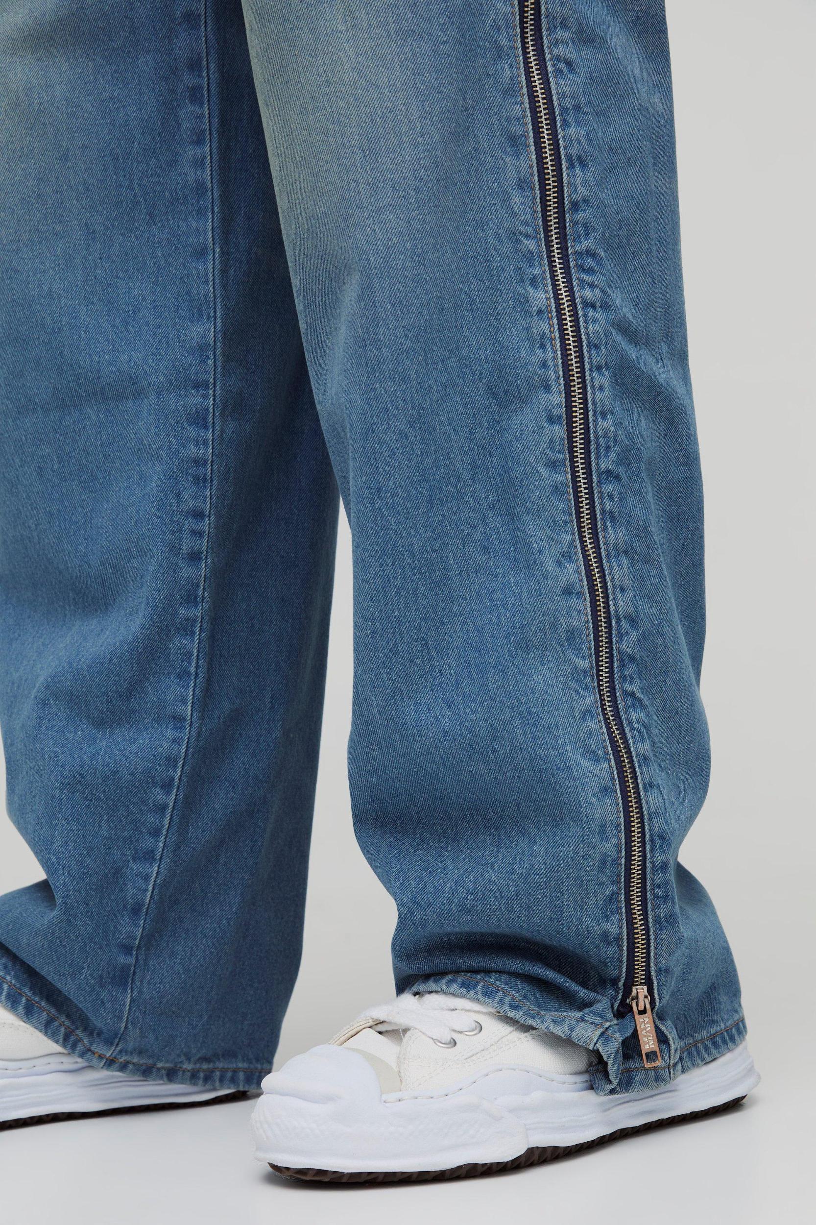 Tall Relaxed Fit Zip Gusset Jeans | boohooMAN USA Product Image