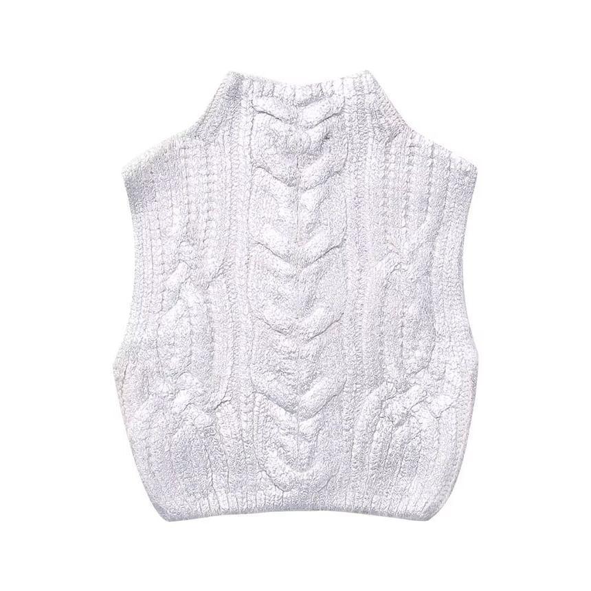 High Neck Cable Knit Sweater Vest Product Image