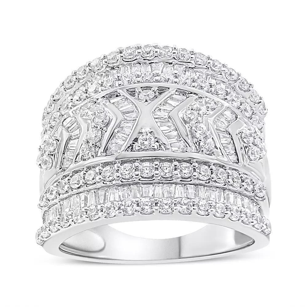 Haus of Brilliance Sterling Silver 2 Carat T.W. Diamond Edge Multi-Row Ring Band, Women's, Size: 6 Product Image