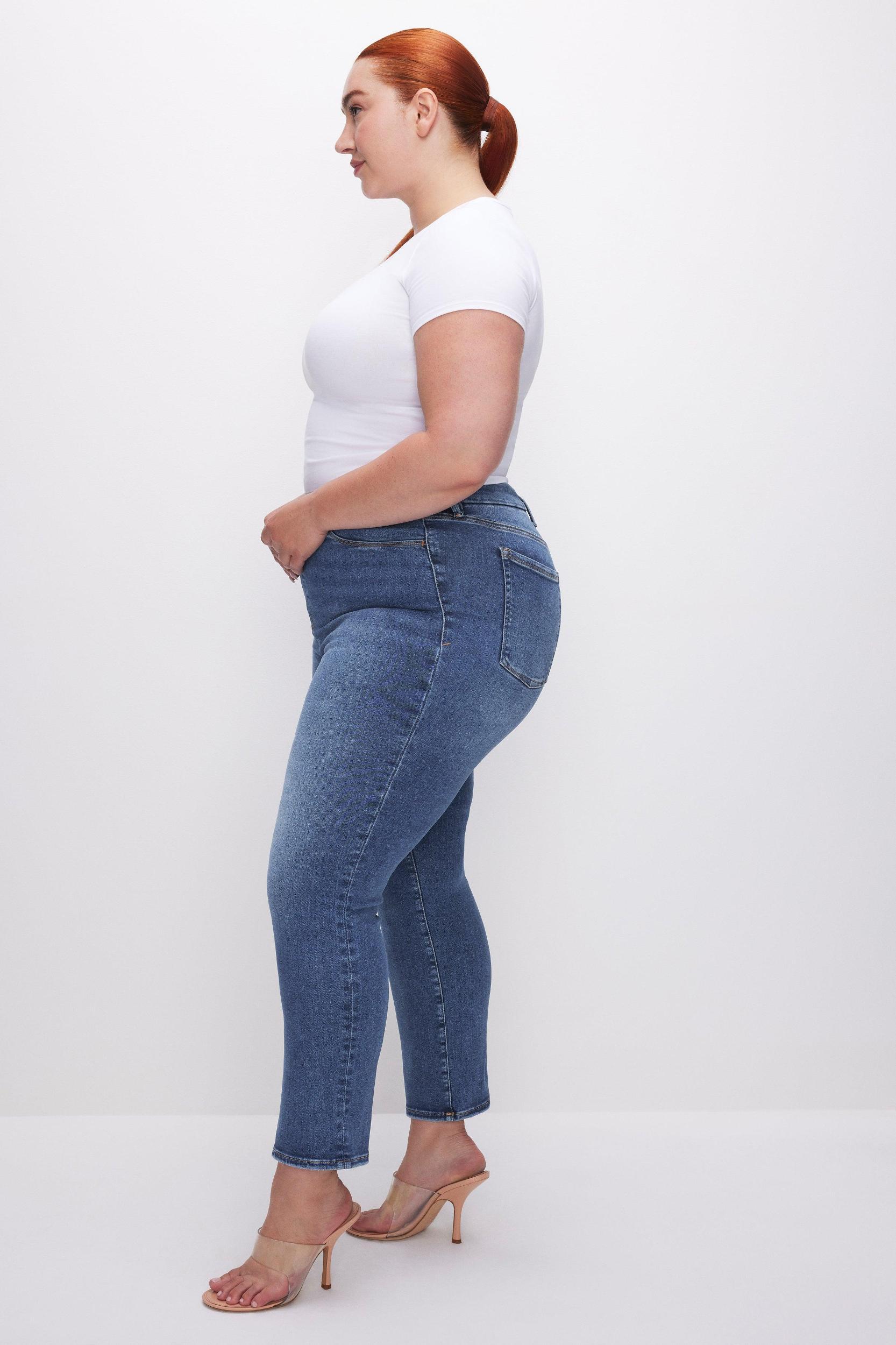 POWER STRETCH PULL-ON STRAIGHT JEANS | INDIGO490 Product Image