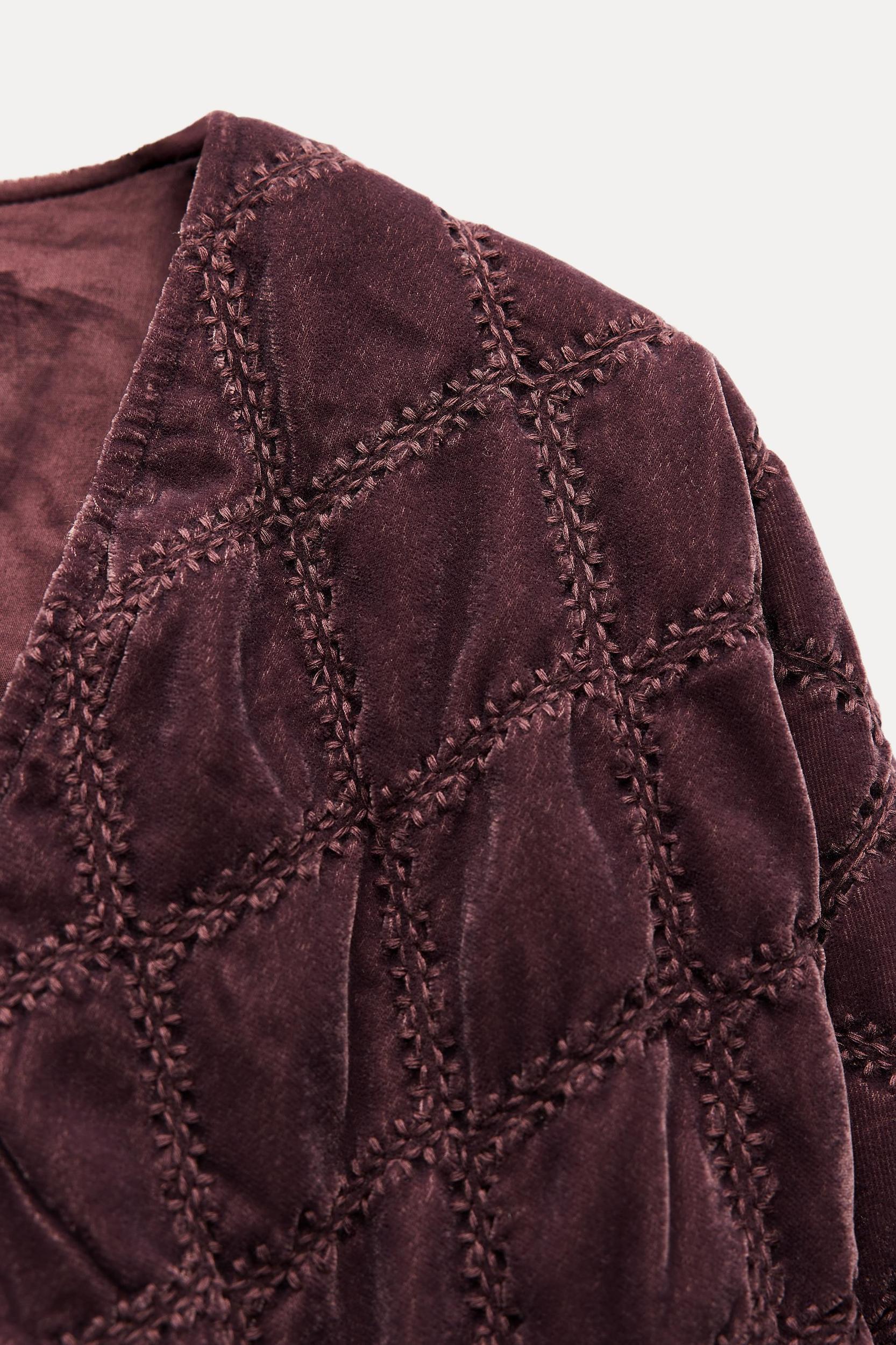TOPSTITCHED QUILTED VELVET KIMONO Product Image