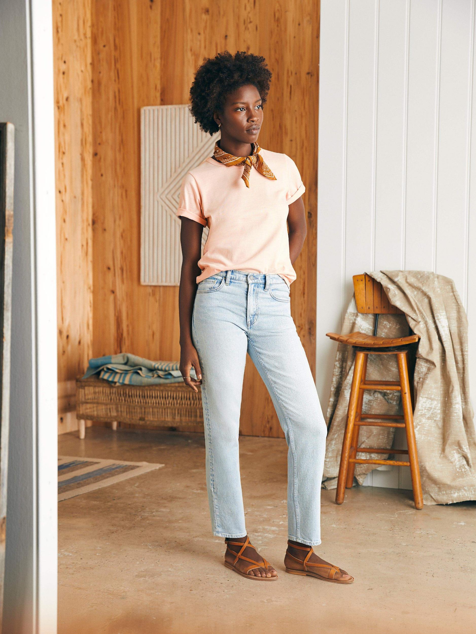 Sunwashed Crew Tee - Peach Whip Female Product Image