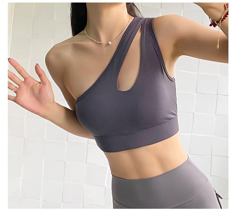 Cutout Asymmetrical Sports Bra Product Image