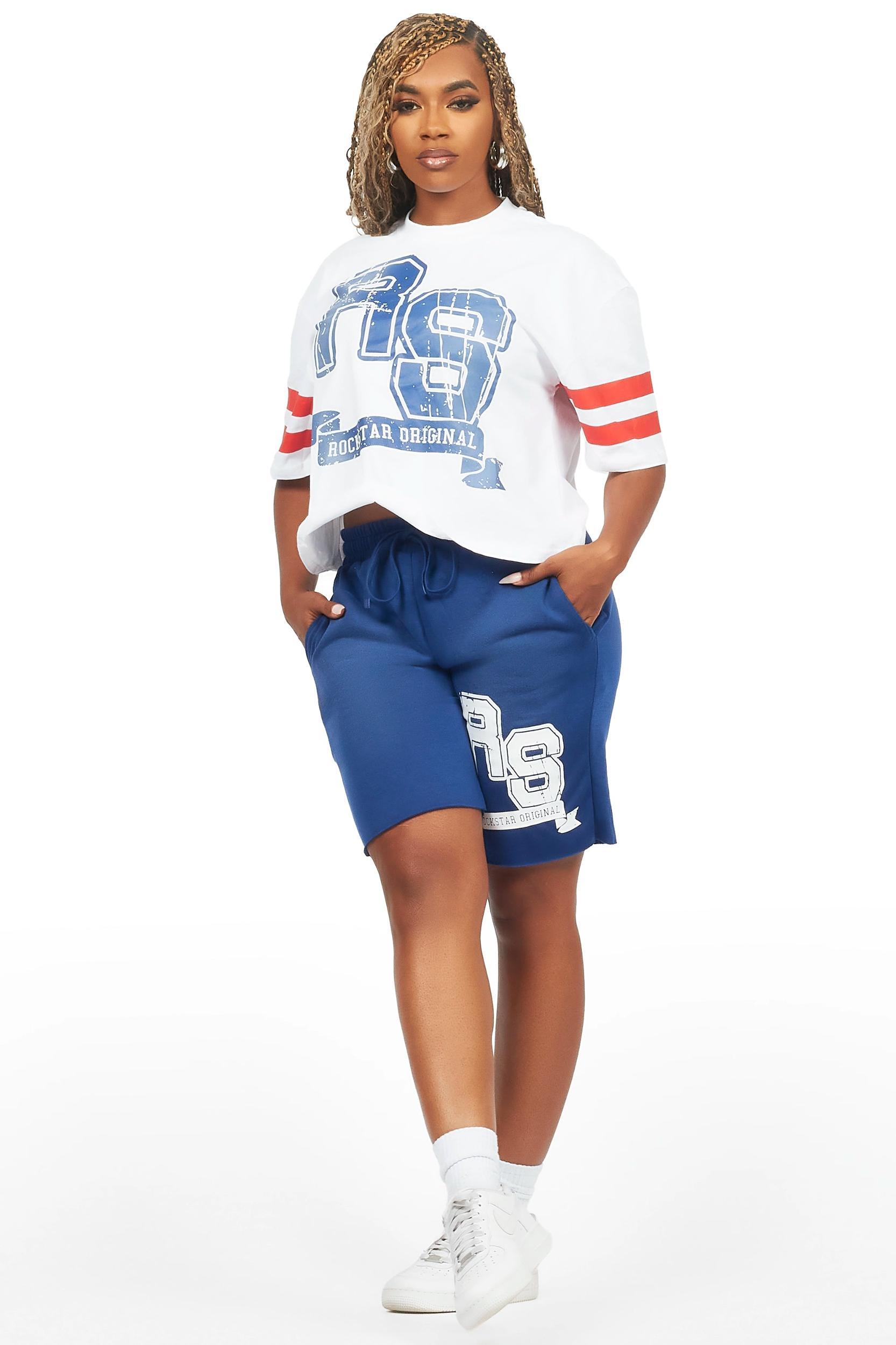 Tenita White/Blue T-Shirt Short Set Female Product Image
