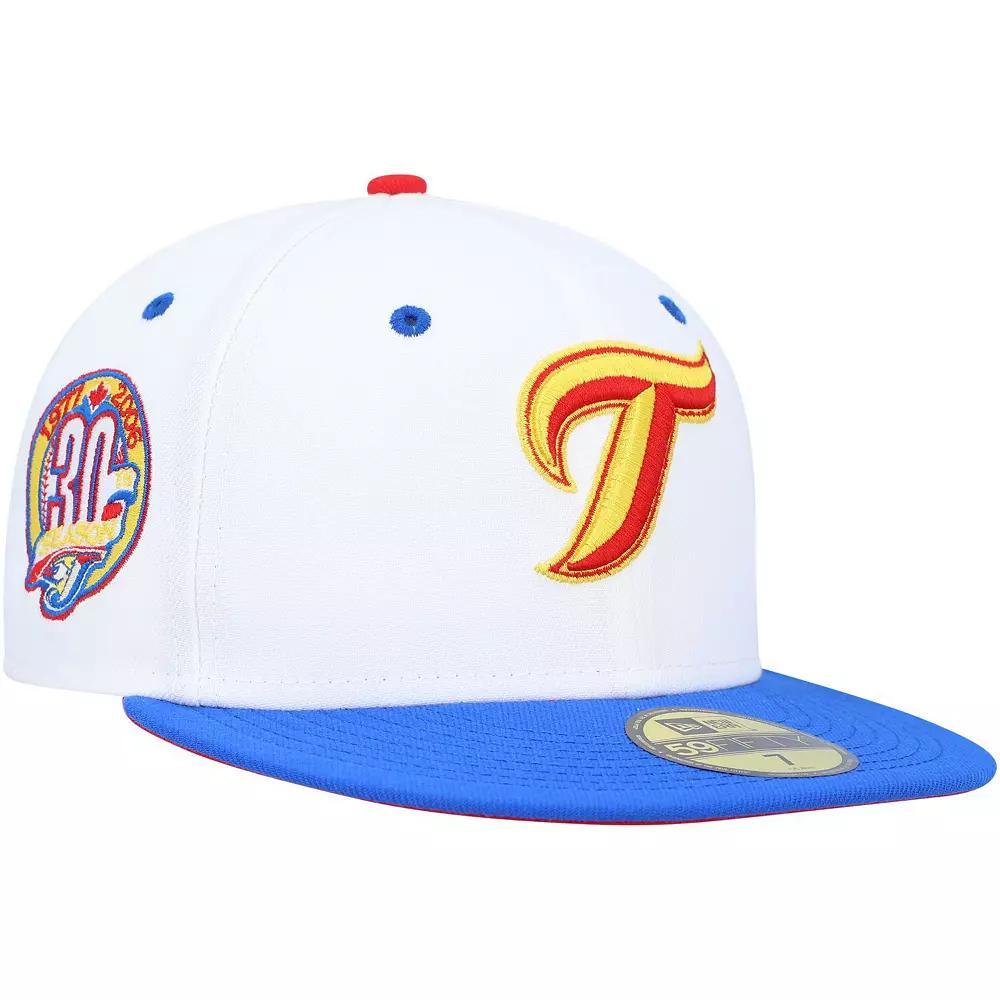 Mens New Era White/Royal Toronto Blue Jays 30th Anniversary Cherry Lolli 59FIFTY Fitted Hat Product Image