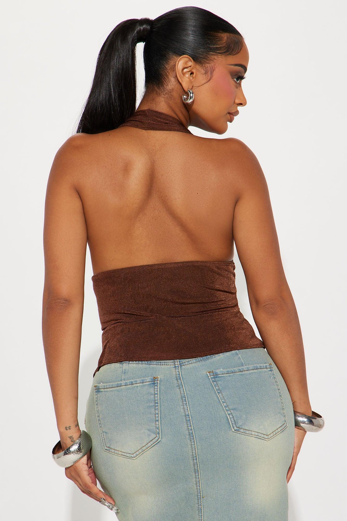 Italian Romance Halter Top - Brown Product Image