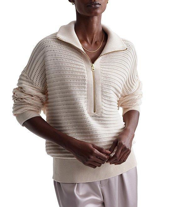 Varley Tara Pointelle Polo Collar Long Sleeve Half Zip Pullover Product Image