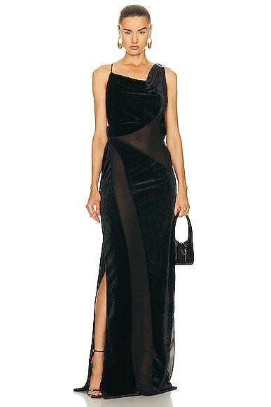 Coperni Open Back Panelled Gown Black. (also in 38). Product Image
