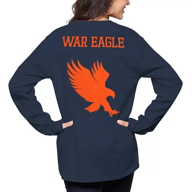Womens Pressbox Auburn Tigers The Big Shirt Oversized Long Sleeve T-Shirt Blue Product Image