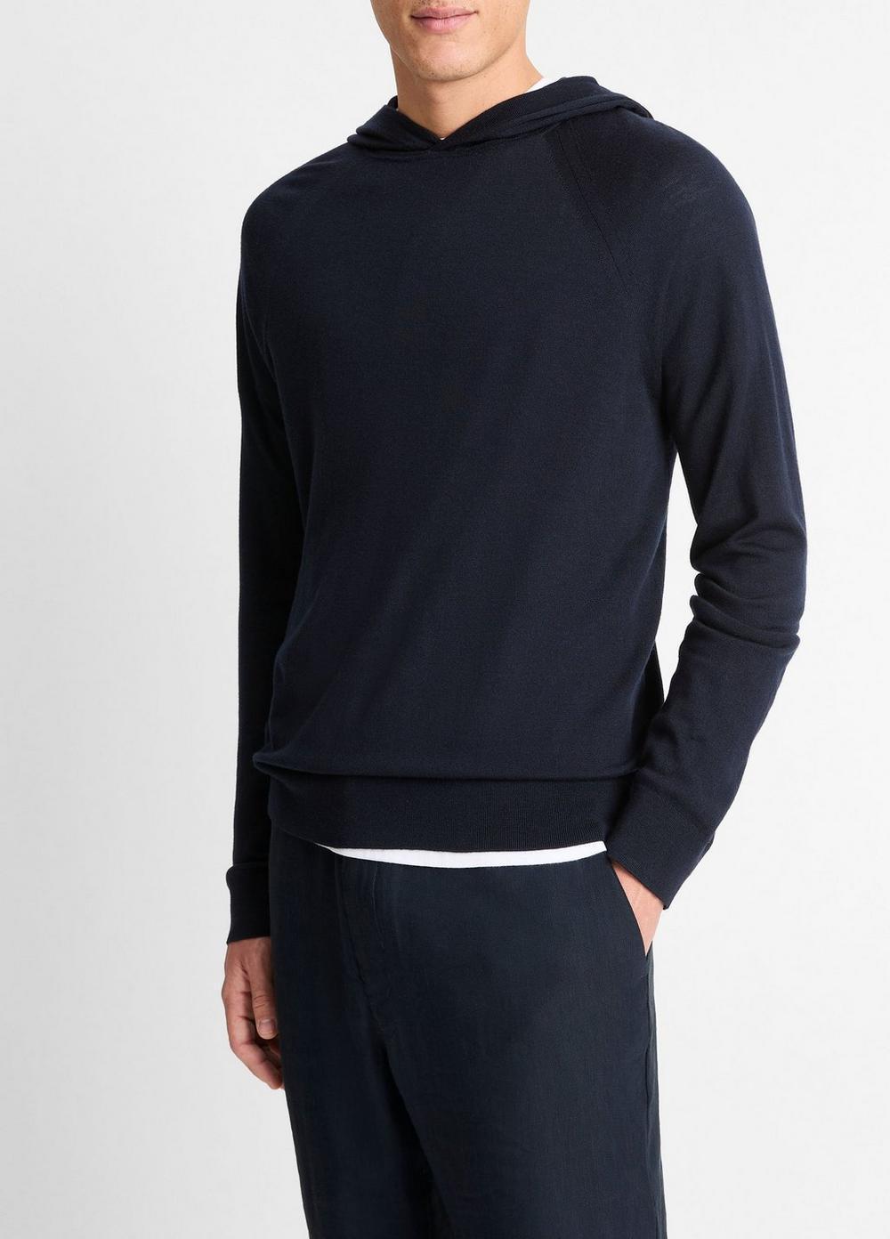 Mens Featherweight Merino Wool-Cashmere Hoodie, Heather Grey, Size L Vince Product Image