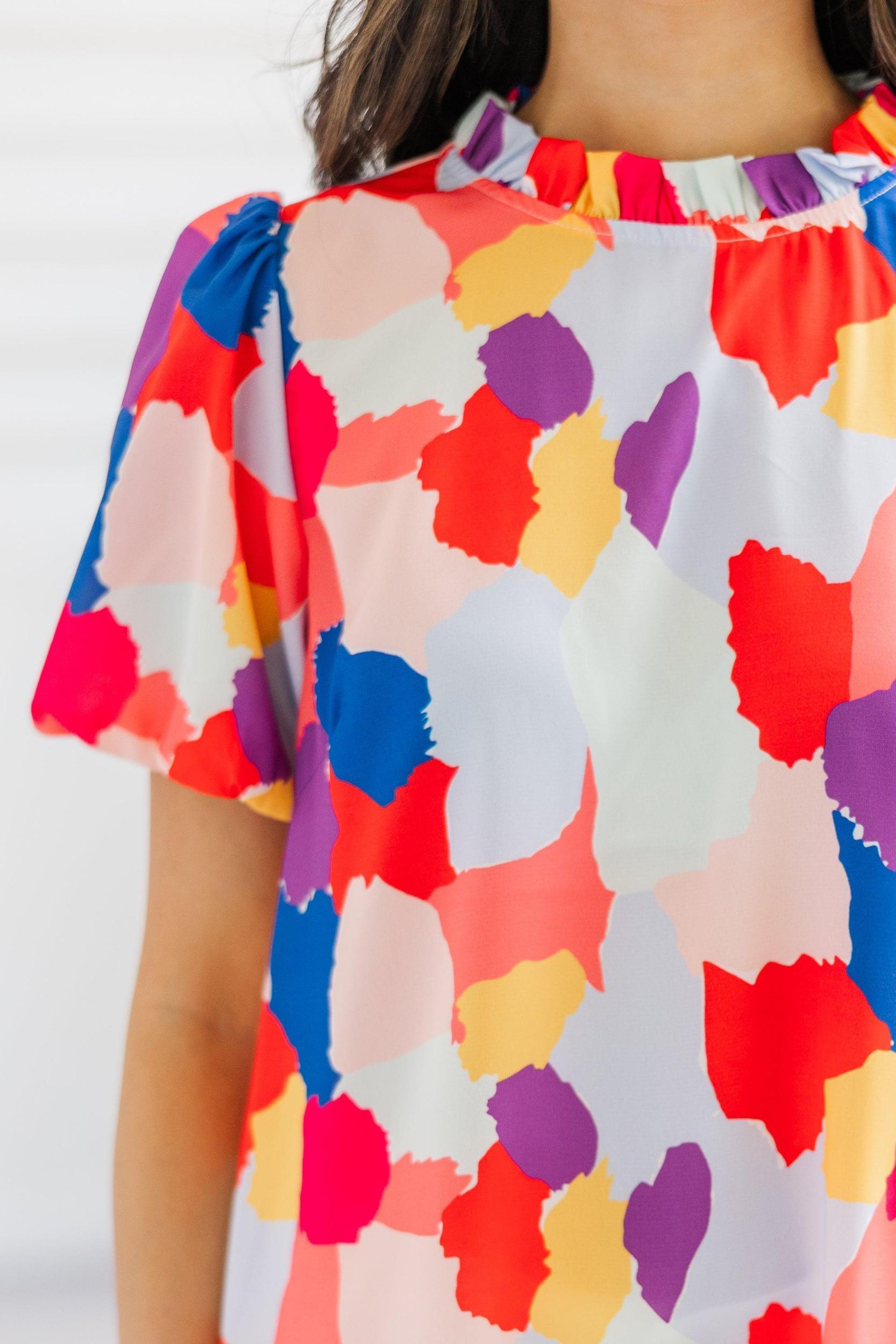 Bright Future Fuchsia Pink Abstract Blouse Female Product Image