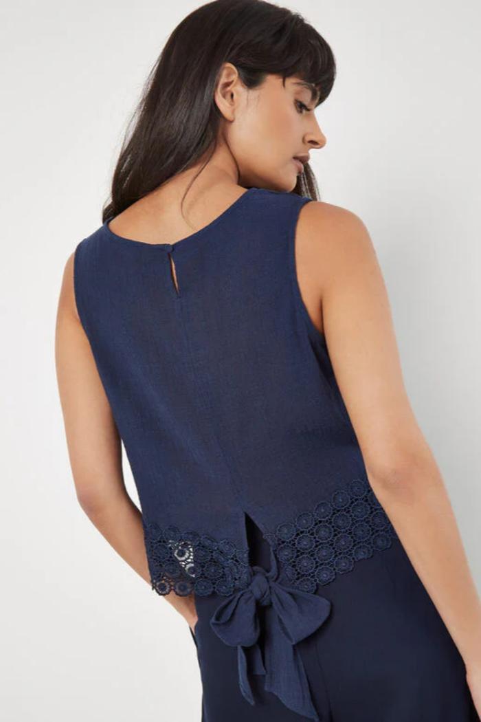 Lace Hem Back Bow Top Product Image