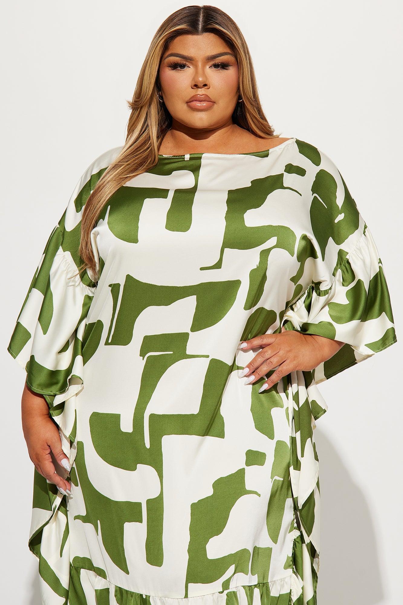 Georgia Abstract Maxi Dress - Olive/combo Product Image