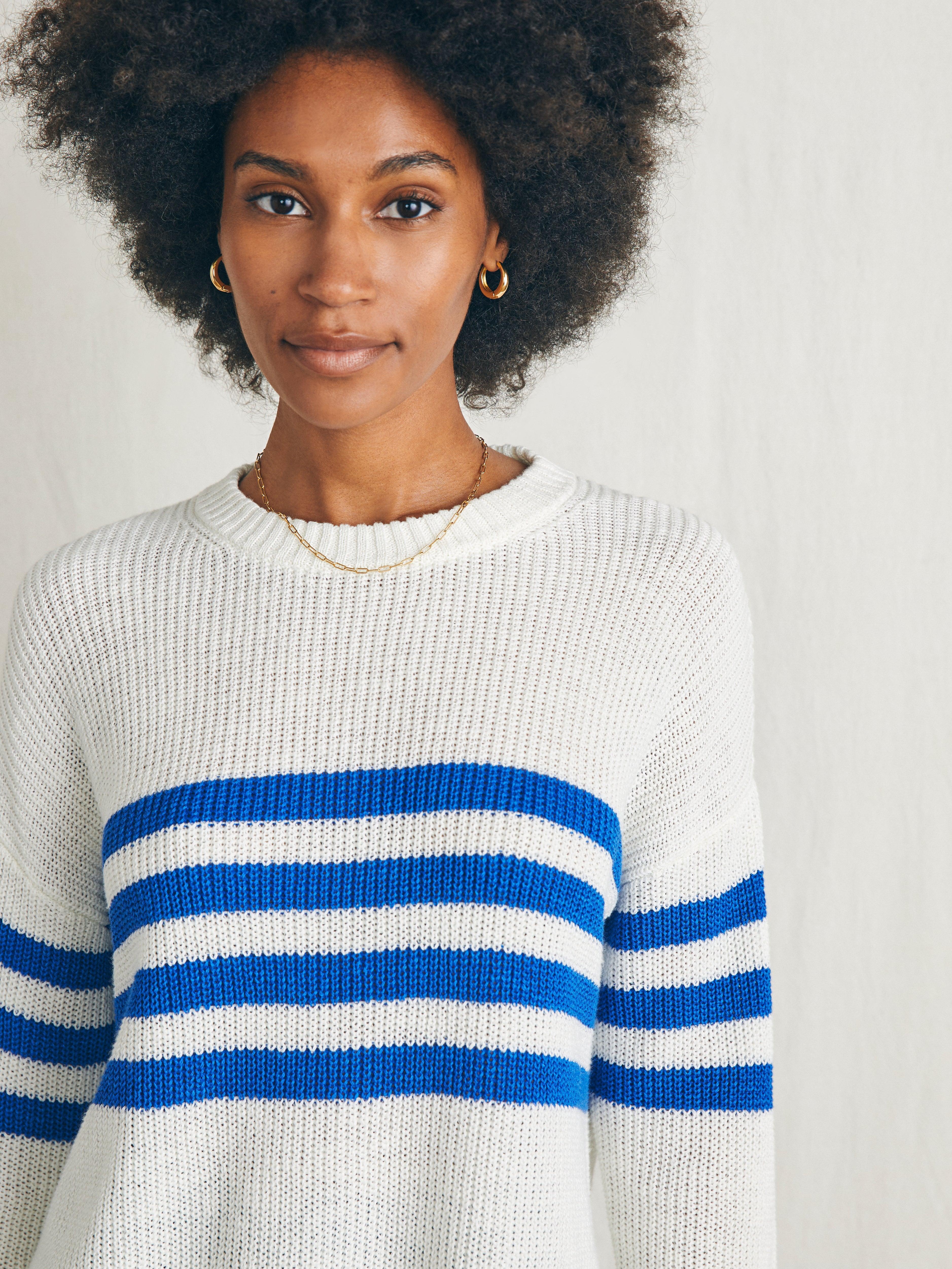 Miramar Linen Crew Sweater - Charleston Stripe Female Product Image