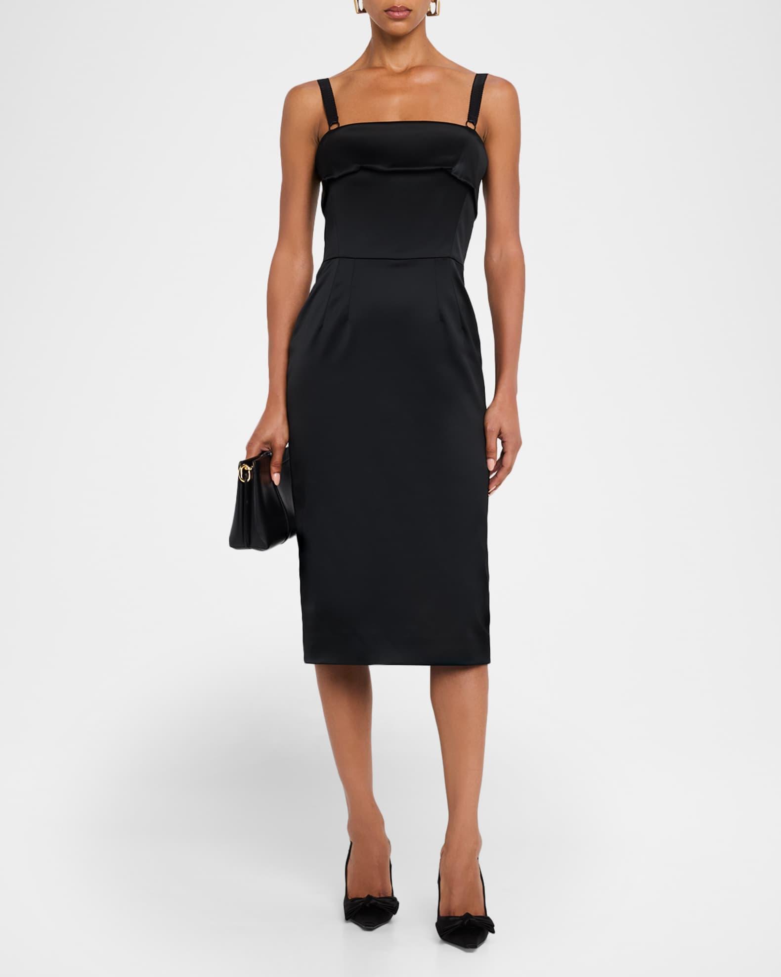 Satin Sleeveless Sheath Midi Dress Product Image