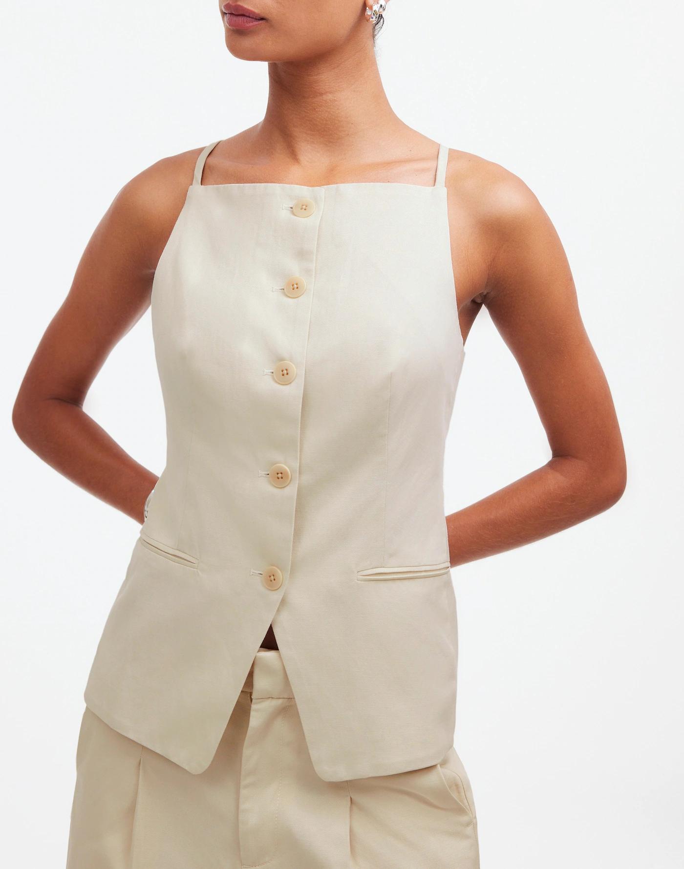 Square-Neck Vest in Drapey Twill Product Image