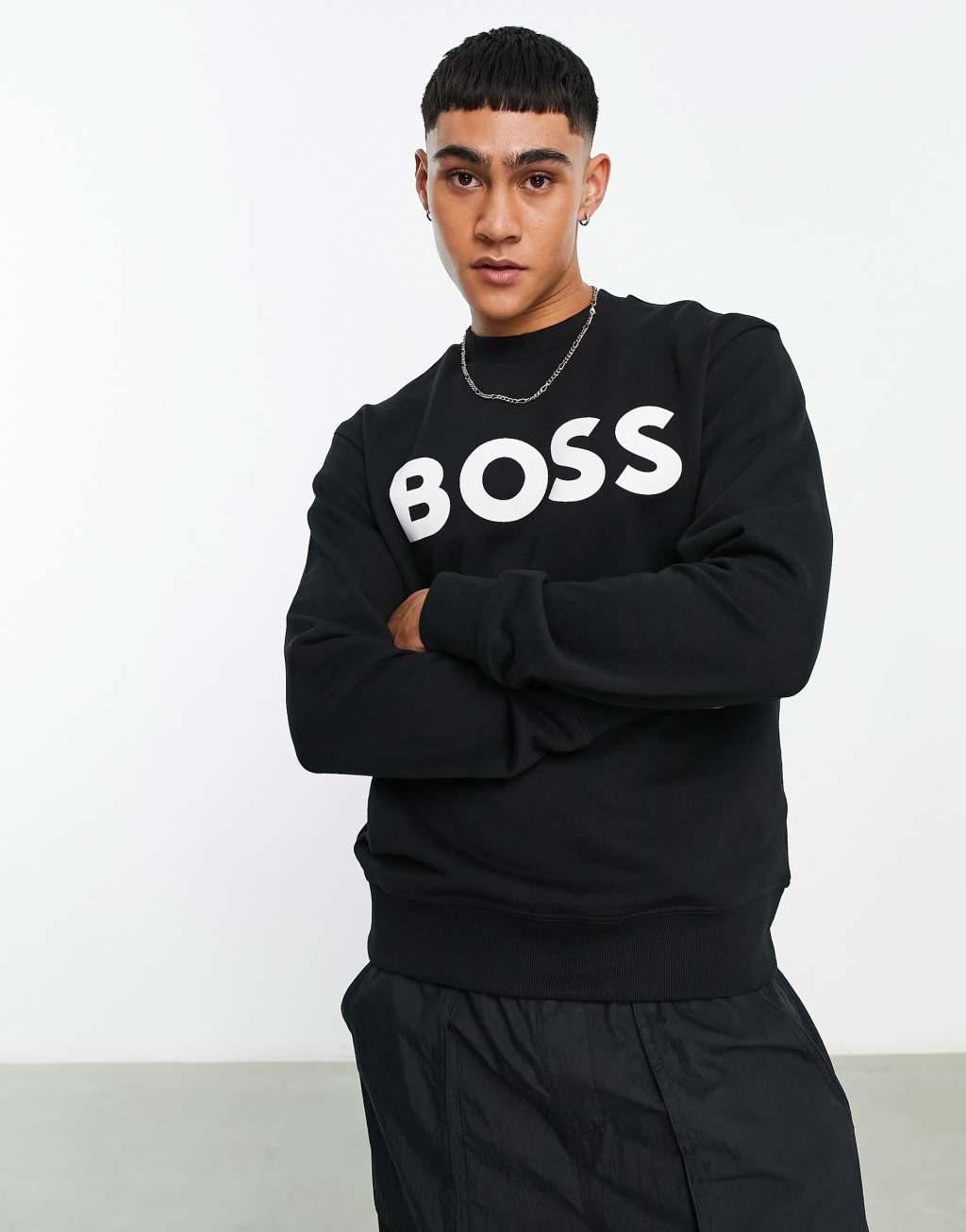 BOSS Orange WeBasicCrew large logo relaxed fit sweatshirt in black Product Image
