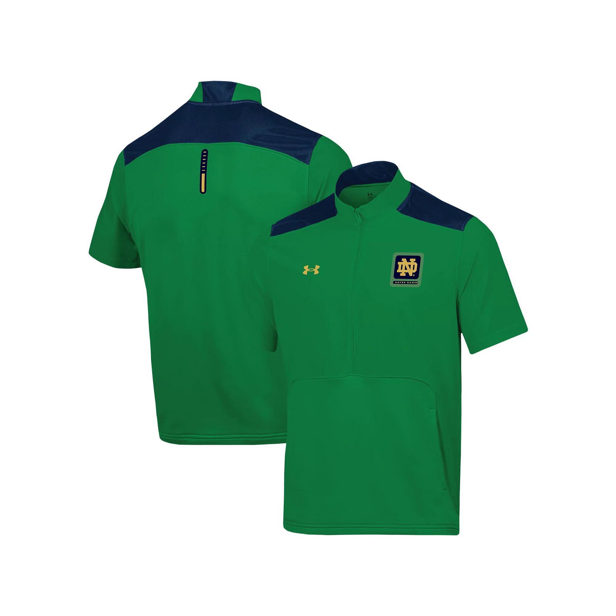 Men's Under Armour Green Notre Dame Fighting Irish Motivate Half-Zip Jacket, Size: Small Product Image