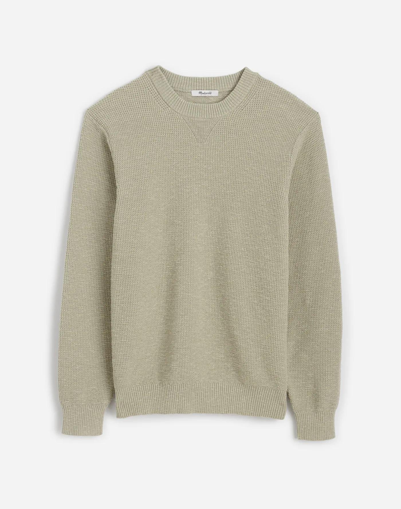 Waffle-Knit Crewneck Sweater Product Image