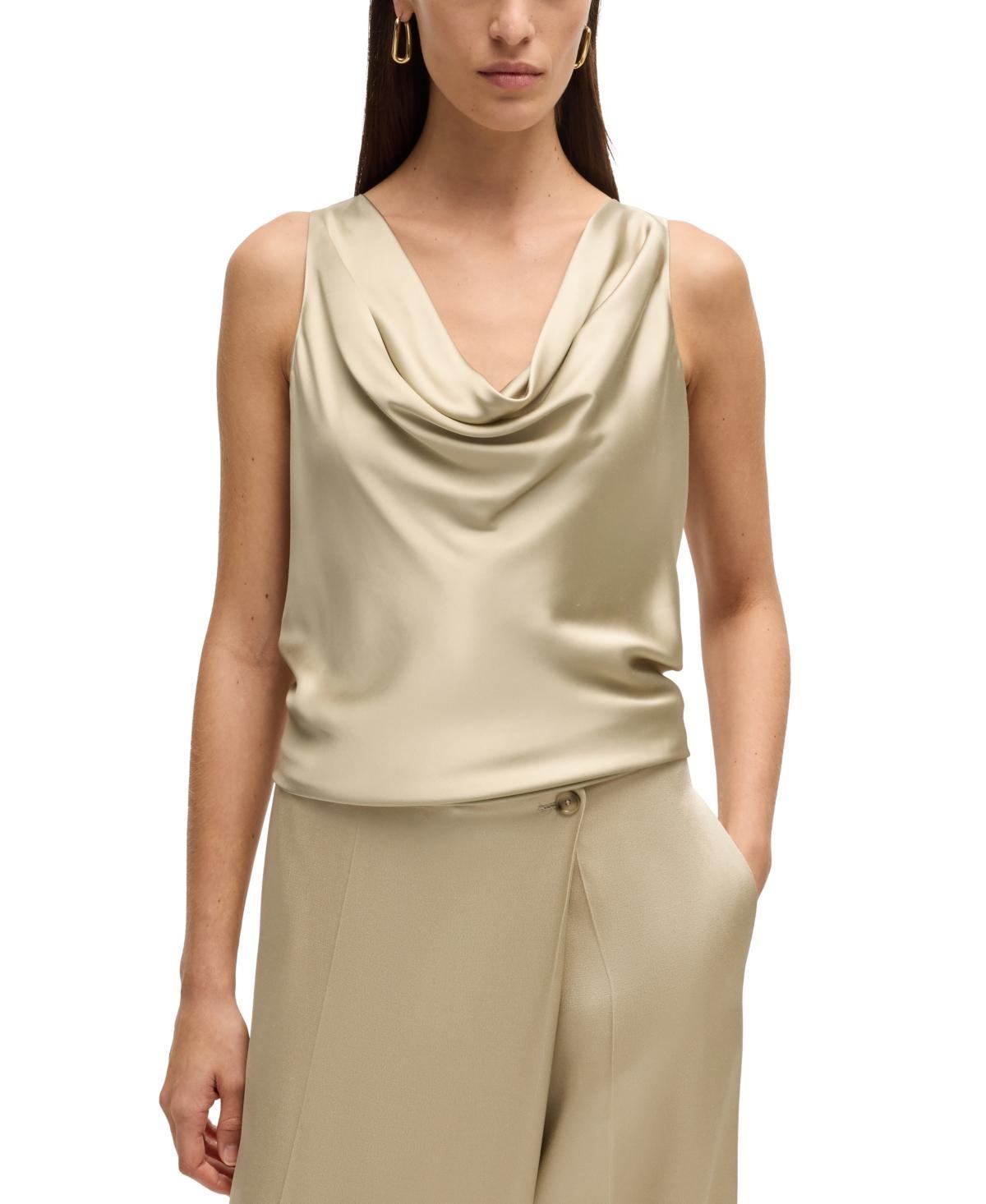 Boss by Hugo Boss Womens Satin Relaxed-Fit Blouse Product Image