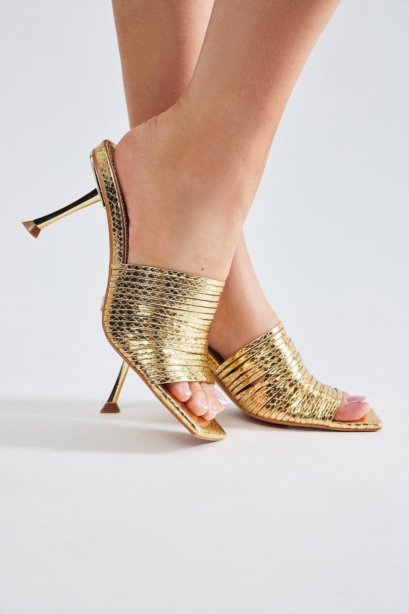Nalya Metallic Mules - Gold Product Image