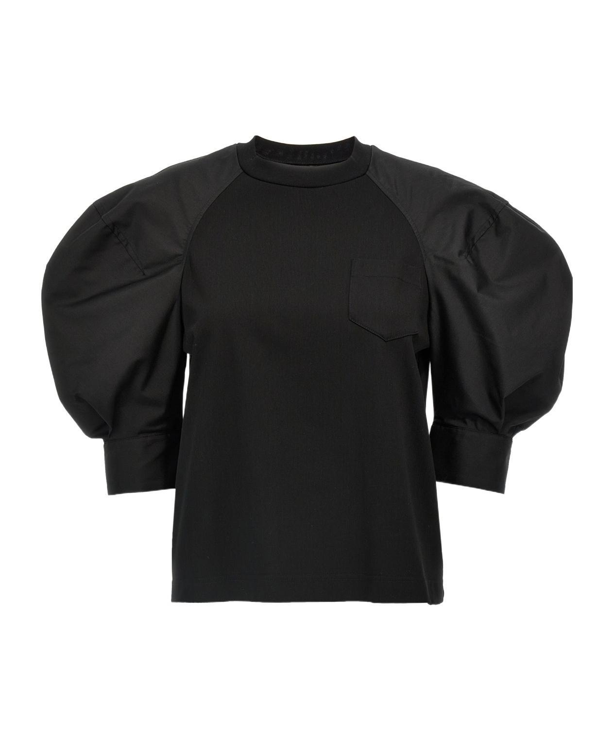 SACAI Open-necked Black Shirt Product Image