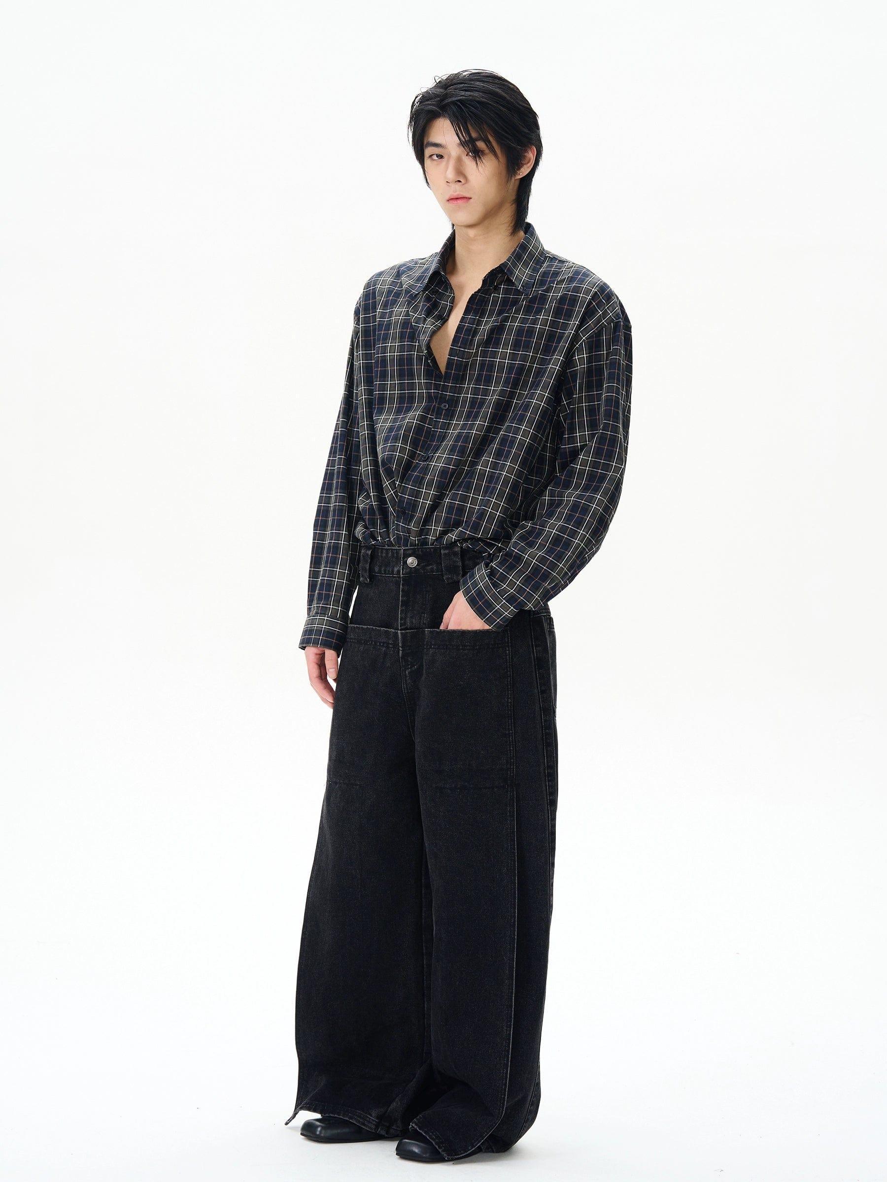 RT No. 12145 BLACK STRAIGHT DENIM JEANS Product Image