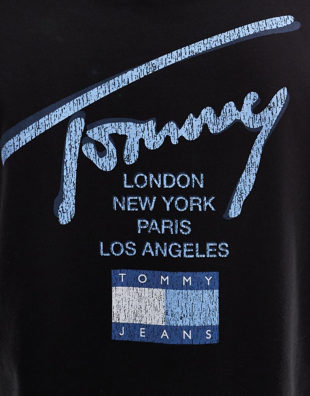 Tommy Jeans regular signature back print t-shirt in black and blue Product Image