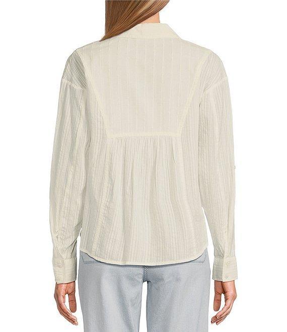Westbound Roll Tab 3/4 Sleeve Point Collar Henley Top Product Image