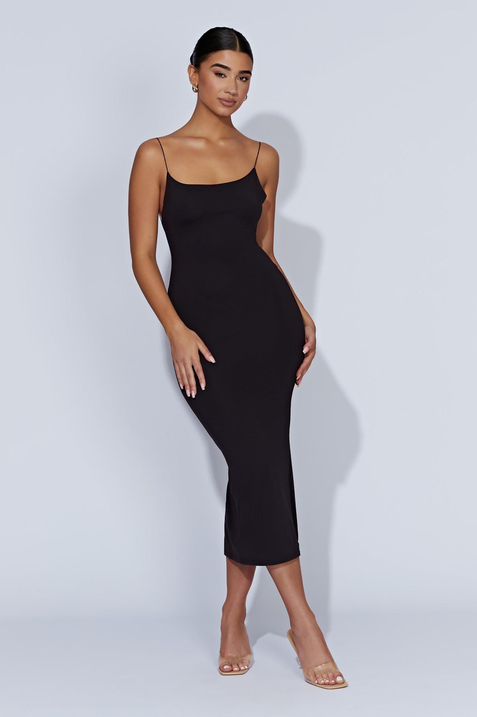 Lexia Scoop Low Neck Midi Dress - Black Product Image