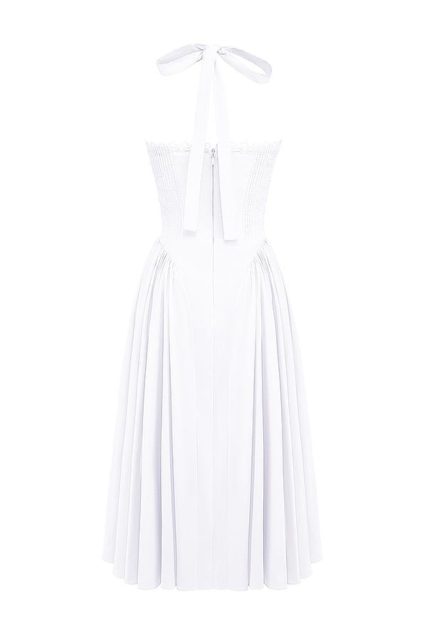 Adabella White Cotton Halter Sundress Product Image
