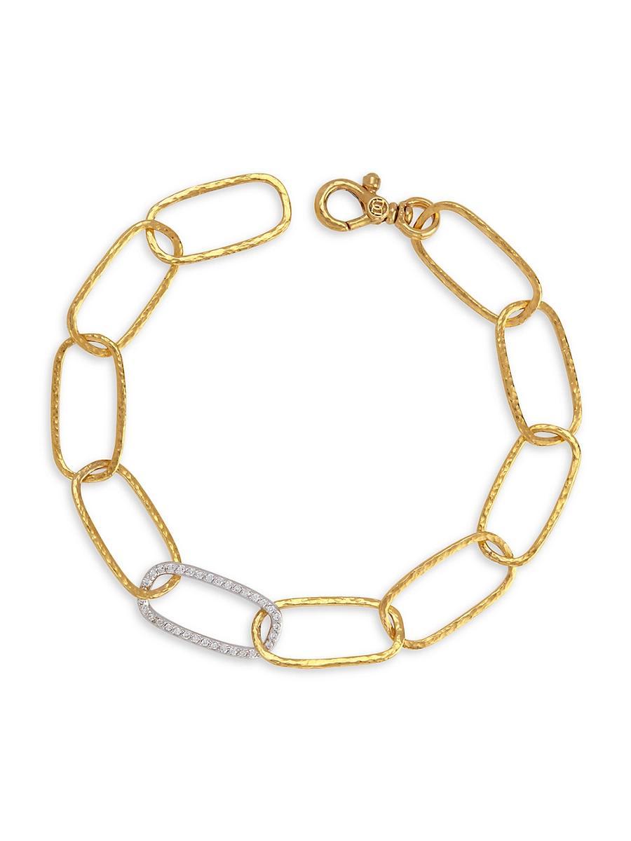 Womens Geo 22K Gold & Diamond Open Chain Bracelet Product Image