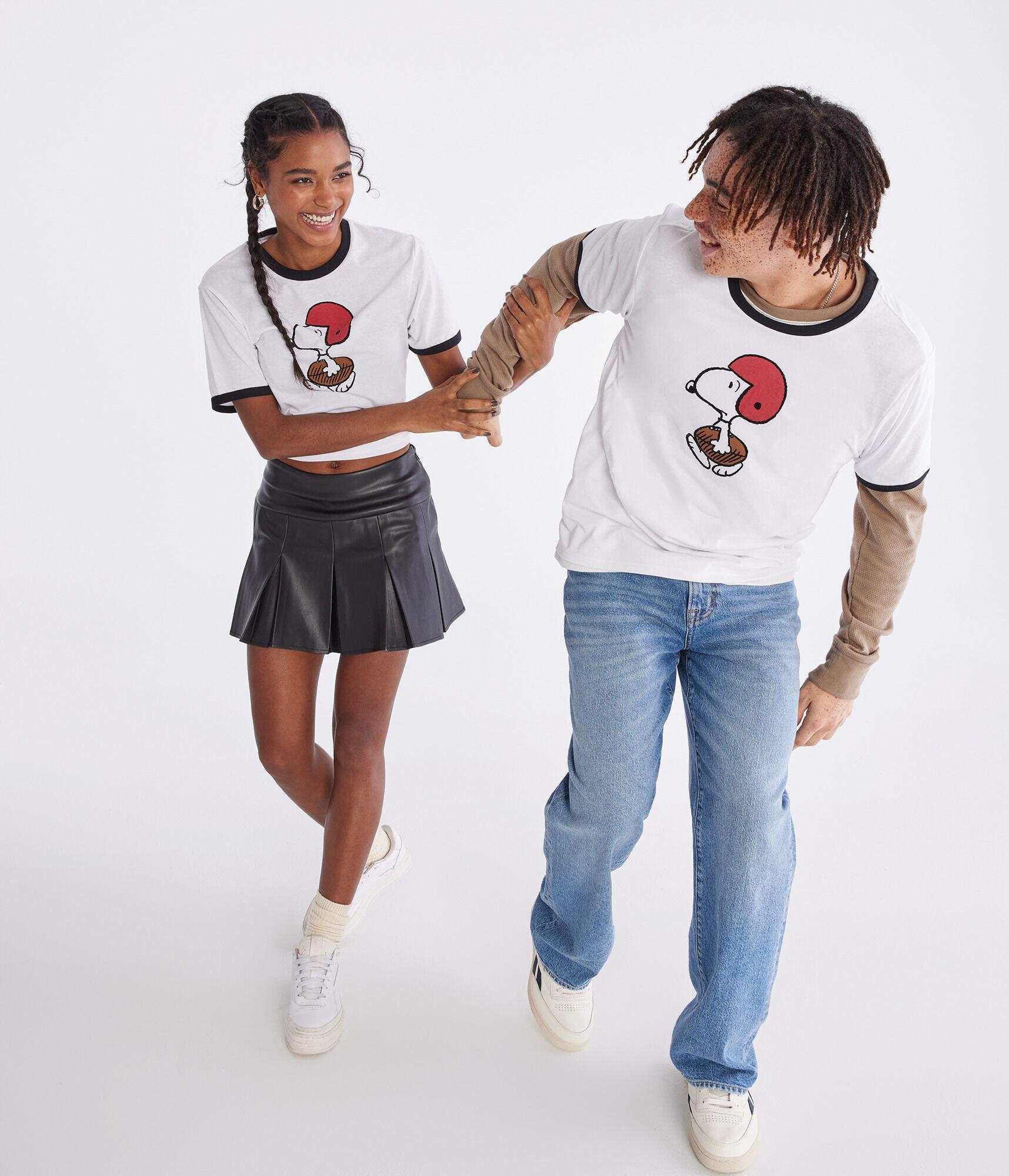 Peanuts® | Aéropostale Football Snoopy Relaxed Ringer Graphic Tee Product Image