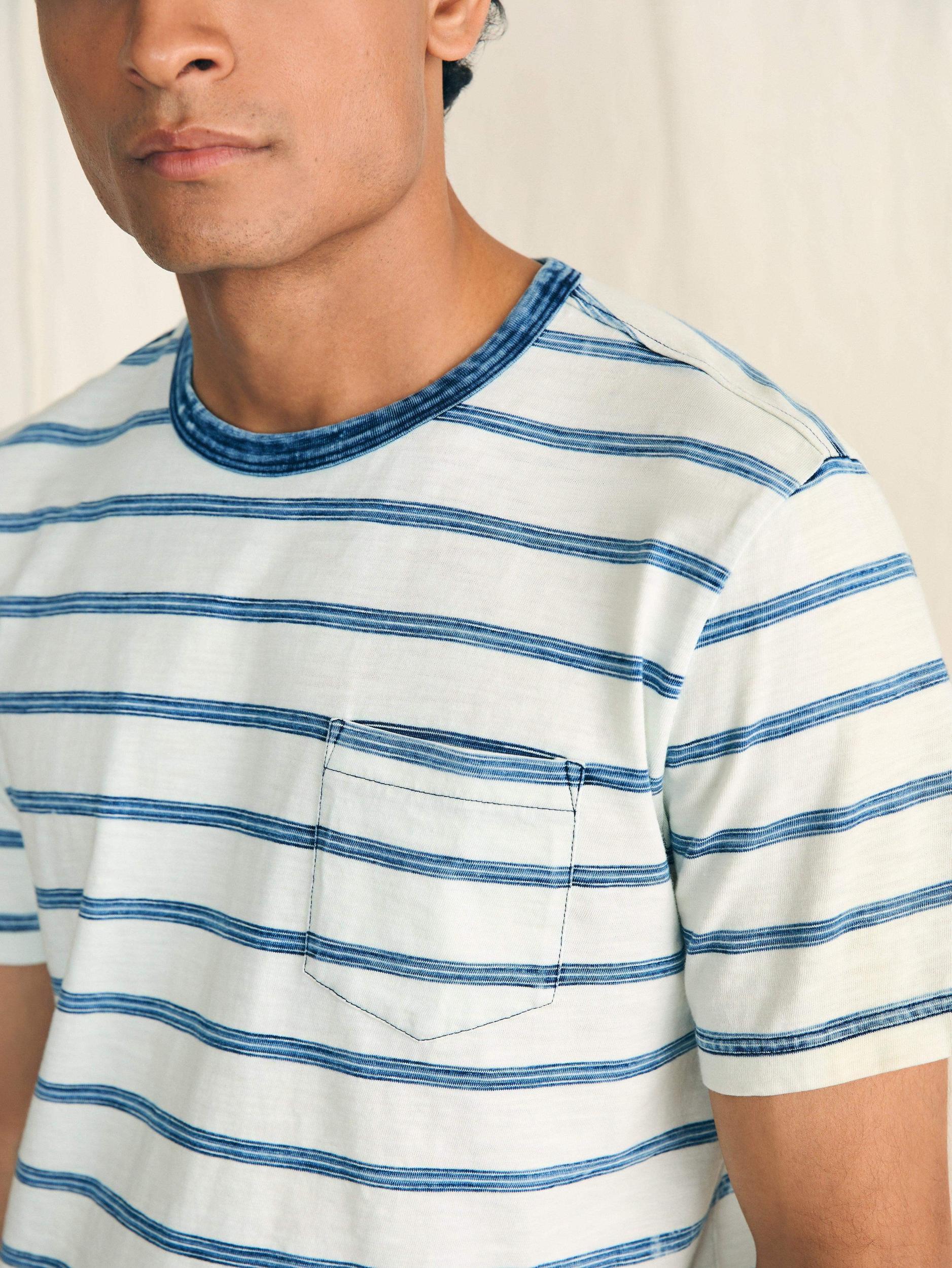 Short-Sleeve Indigo Pocket Tee - Indigo Tide Stripe Male Product Image