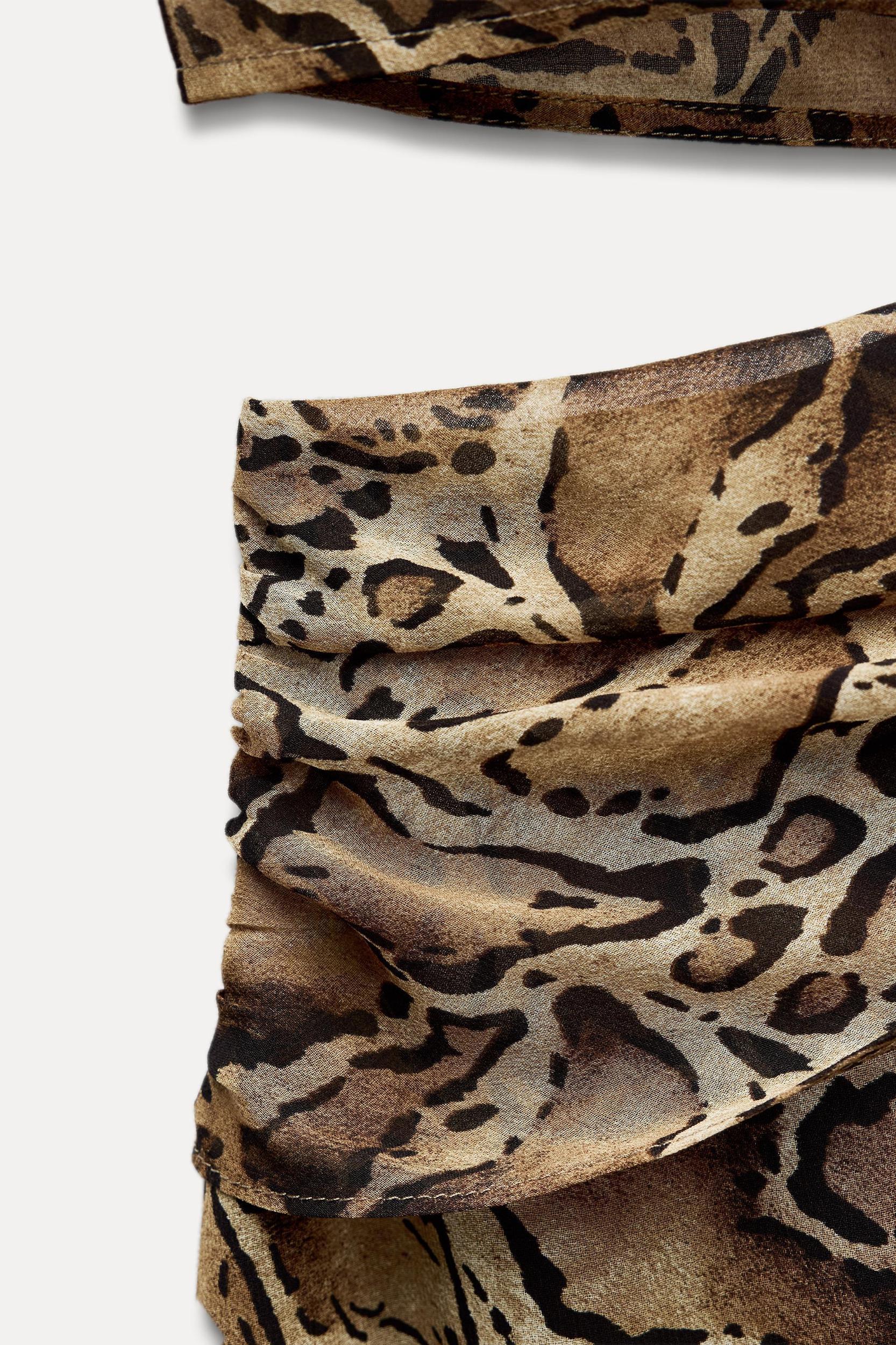 RUFFLED ANIMAL PRINT MIDI DRESS Product Image
